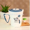 new arrivel cat and fish animal ceramic coffee cup with lid kitten tea cup